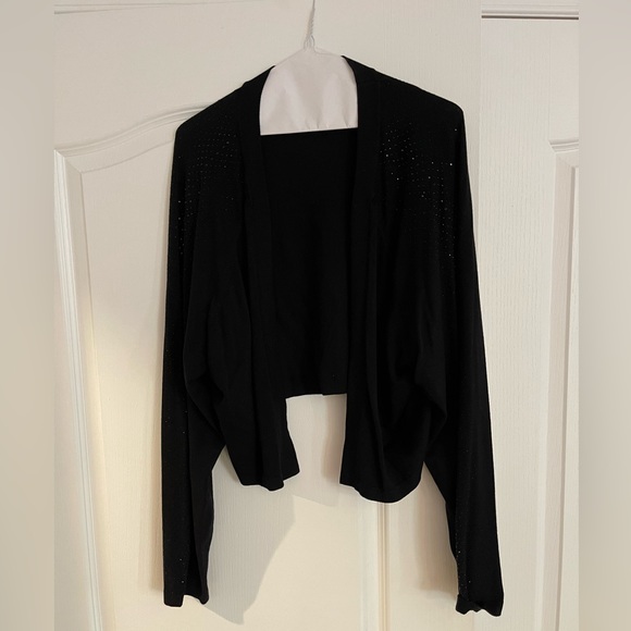 Black glittering festive shrug cardigan sweater sz 2X in excellent condition - Picture 4 of 9